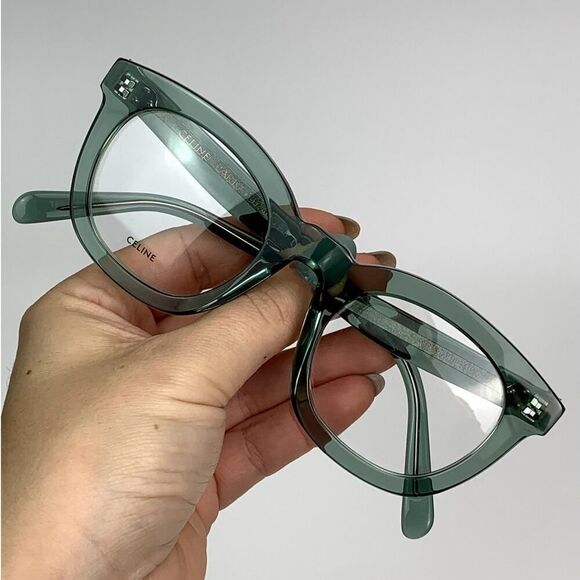 NEW Celine Eyeglasses CL5004IN 48093 Square Transparent Teal Unisex Authentic - Picture 7 of 10